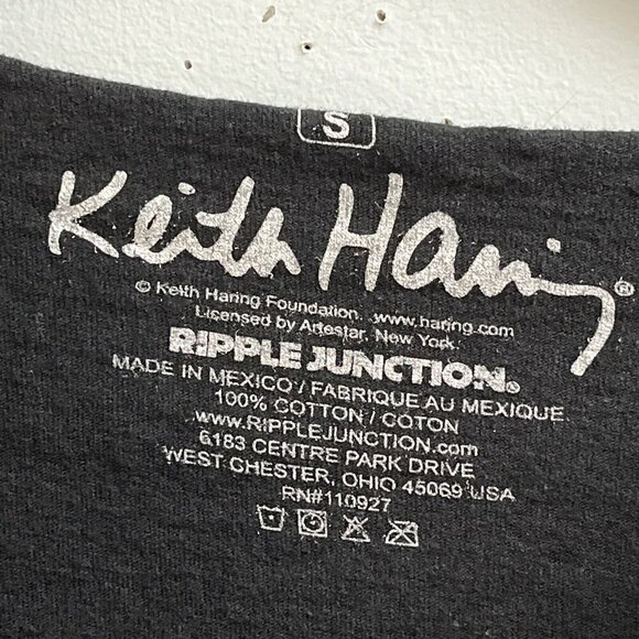 Ripple Junction X Keith Haring Top Women S DYI Added Floral Sleeves Flowy Casual - Picture 4 of 7